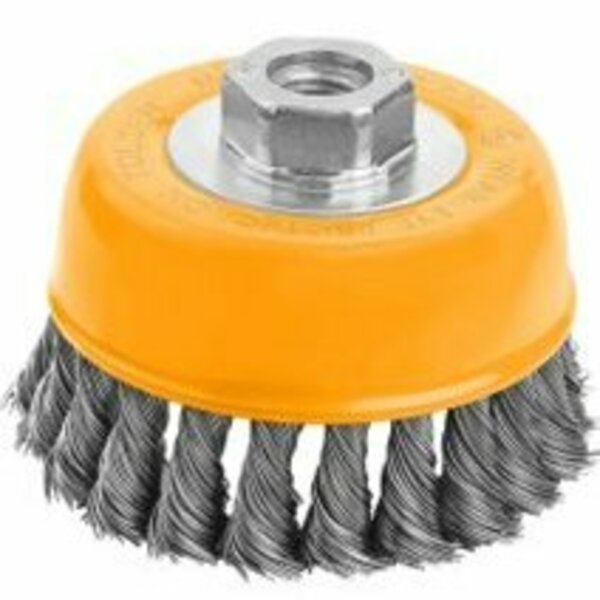 Tolsen 4 Cup Twist Wire Brush W/Nut, Paint and Varnish from Metal Surfaces, Wire Dia: 0.2 77616